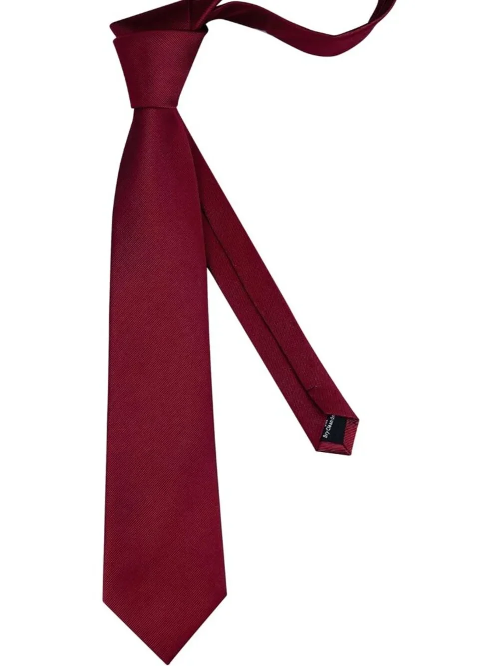 Men's Burgundy Solid Twill Textured Woven Silk Formal Necktie For Wedding Dress